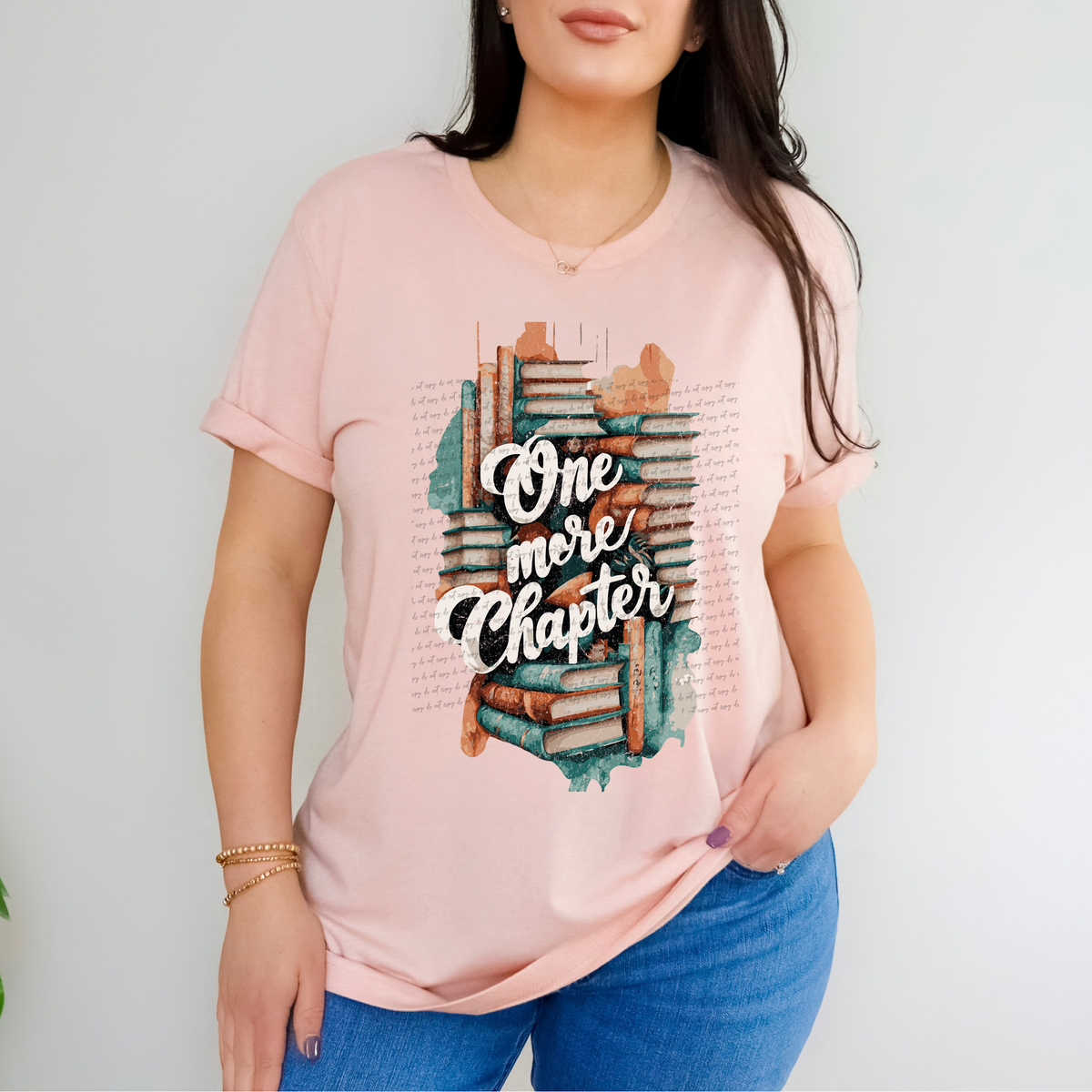 One More Chapter Books Stacked White Font 81236 DTF Transfer