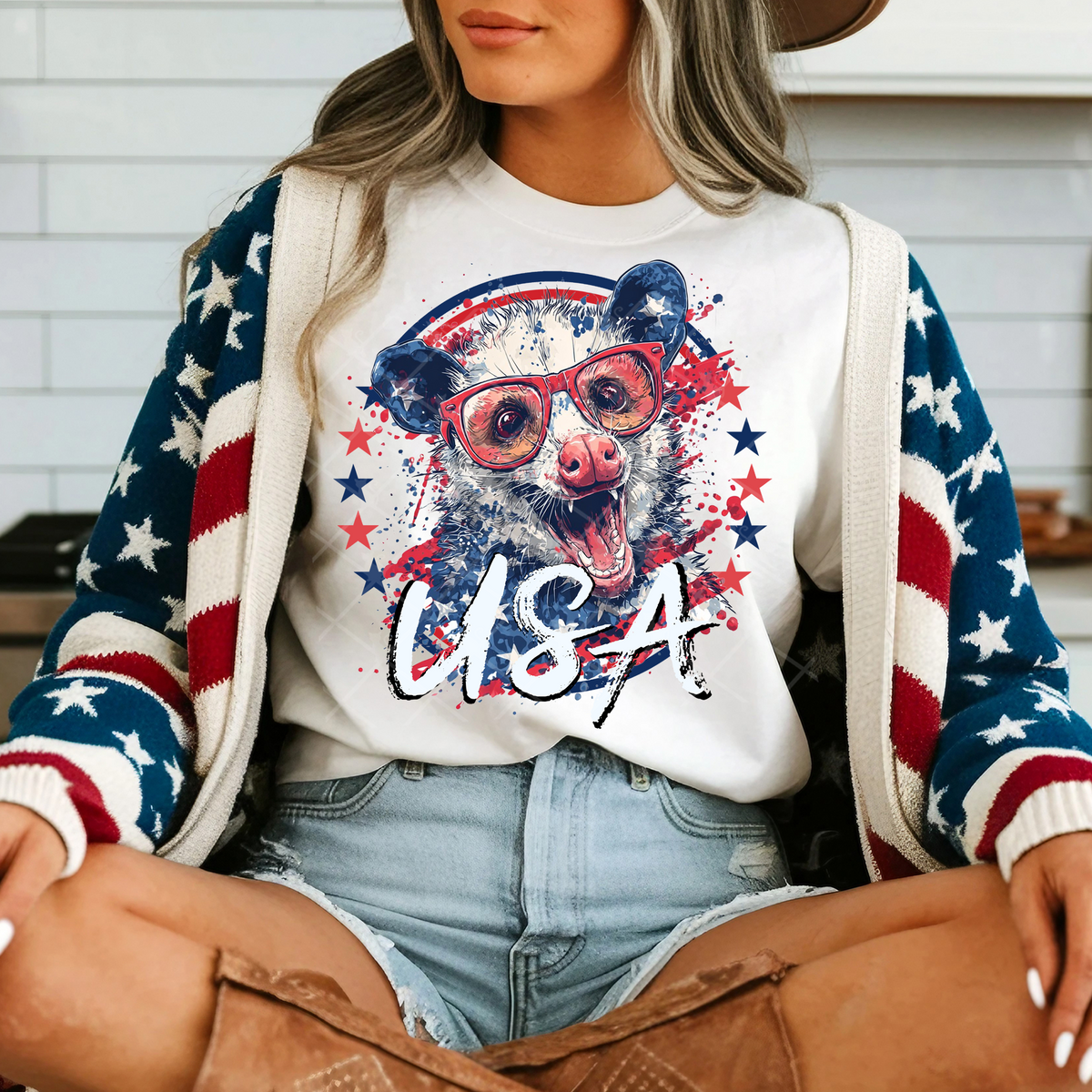 Opossum patriotic circle (TTD) DTF Transfer