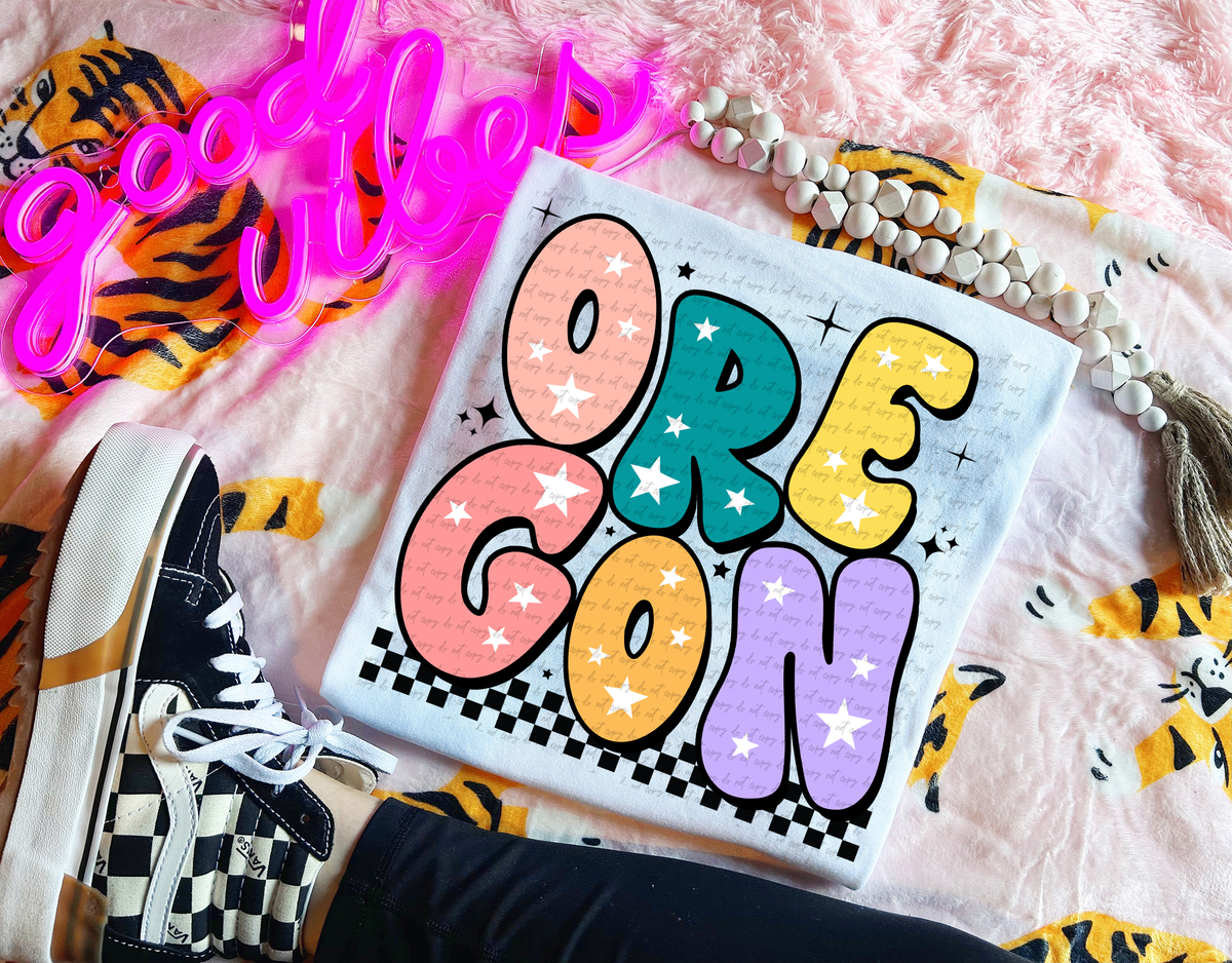 Oregon State Colorful Groovy Font 89129 DTF Transfer