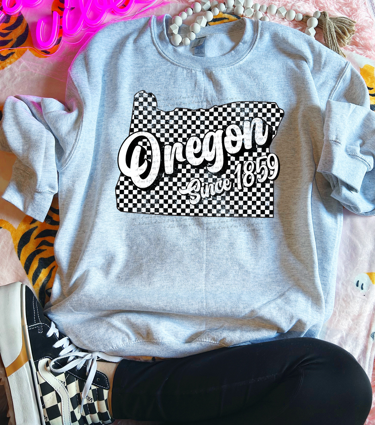 Oregon Since 1859 Checkered Grunge 66752 DTF transfer