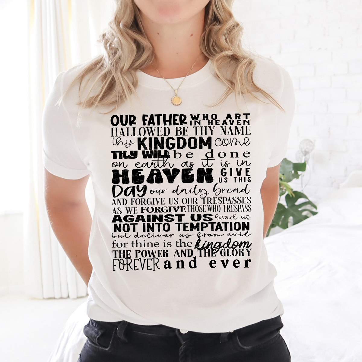 Our Father Who Art It In Heaven Black 89104 DTF Transfer