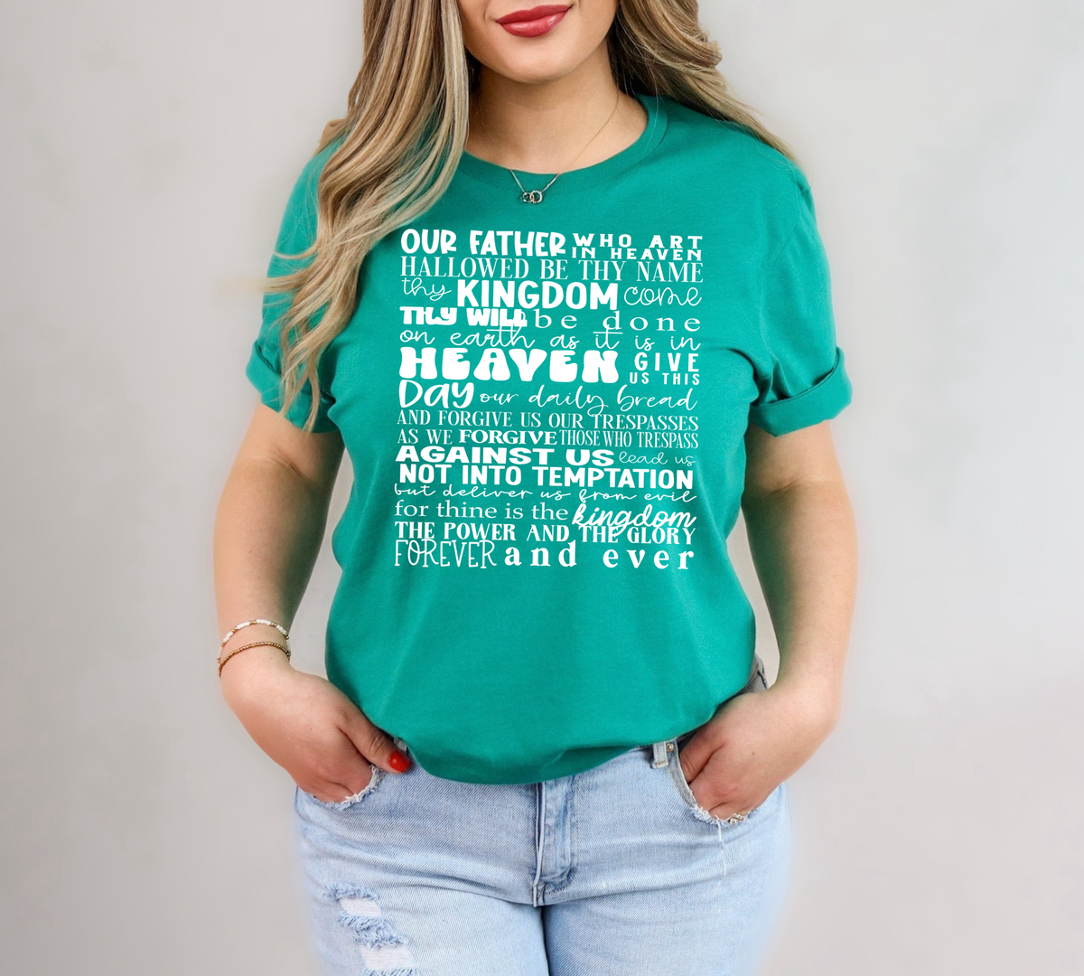 Our Father Who Art It In Heaven White 89106 DTF Transfer