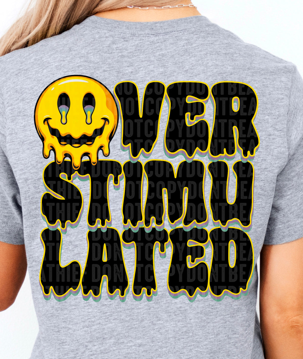 Overstimulated Mom's Club Dripping Smiley Back 104424 DTF transfer