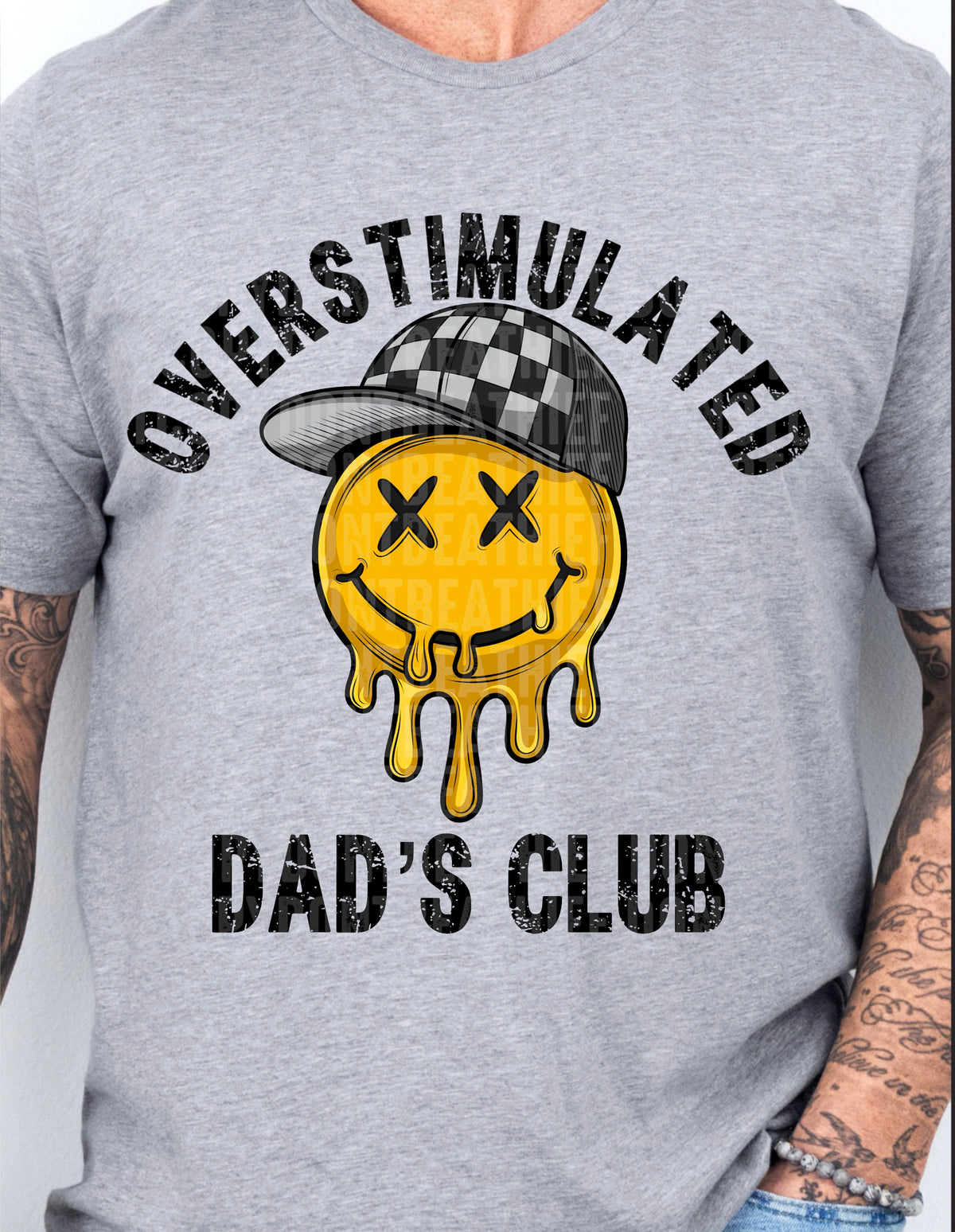 Overstimulated Dad's Club Dripping Smiley Front 104425 DTF transfer