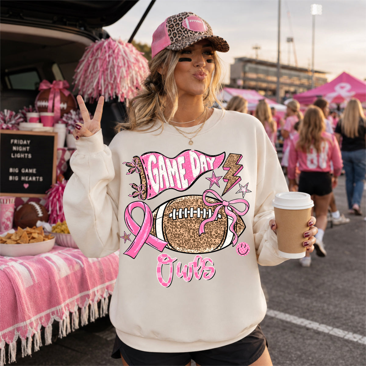 pink out owls (SDD) DTF transfer