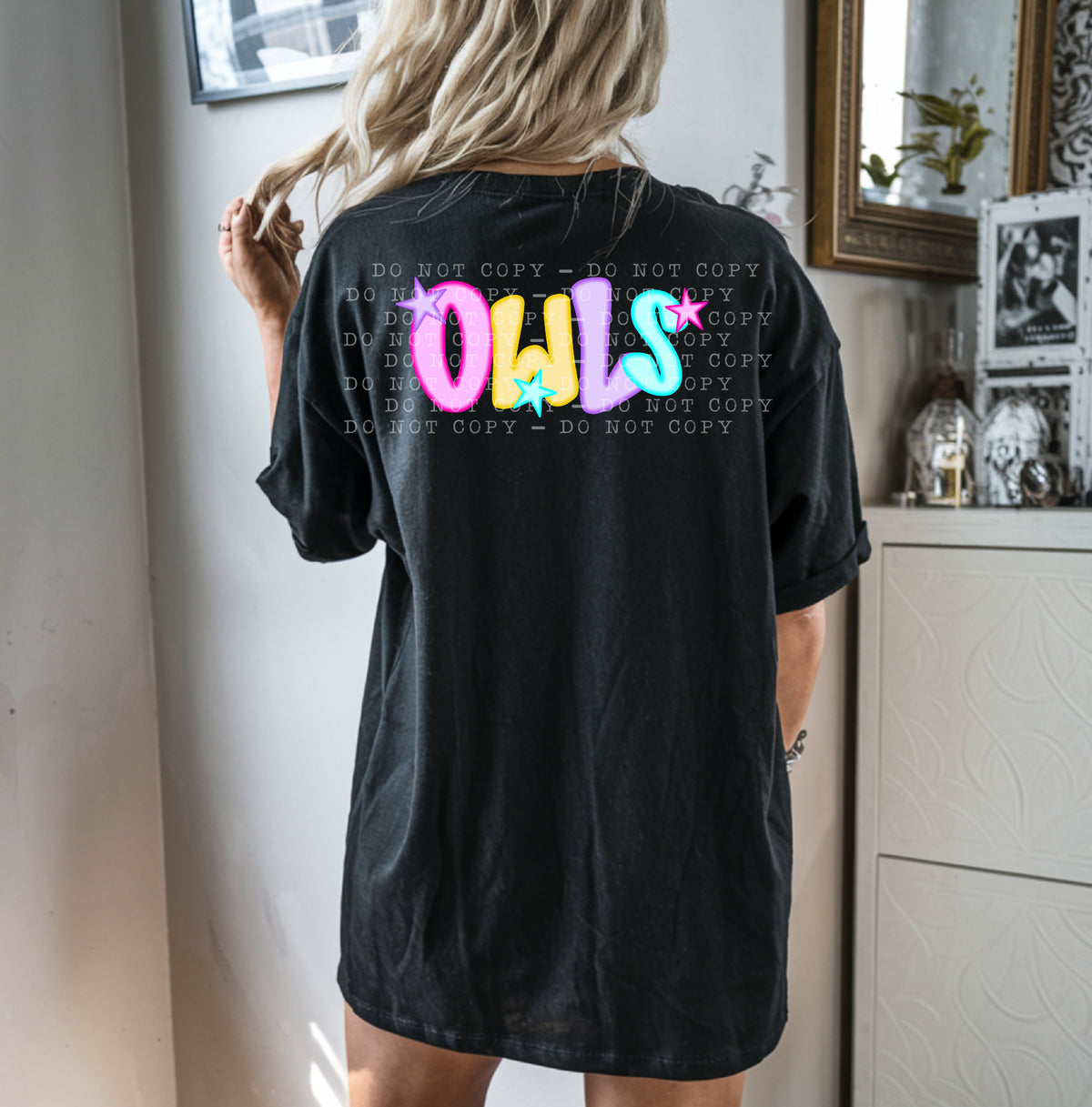 Owls With Stars - Neon 104774 DTF transfer