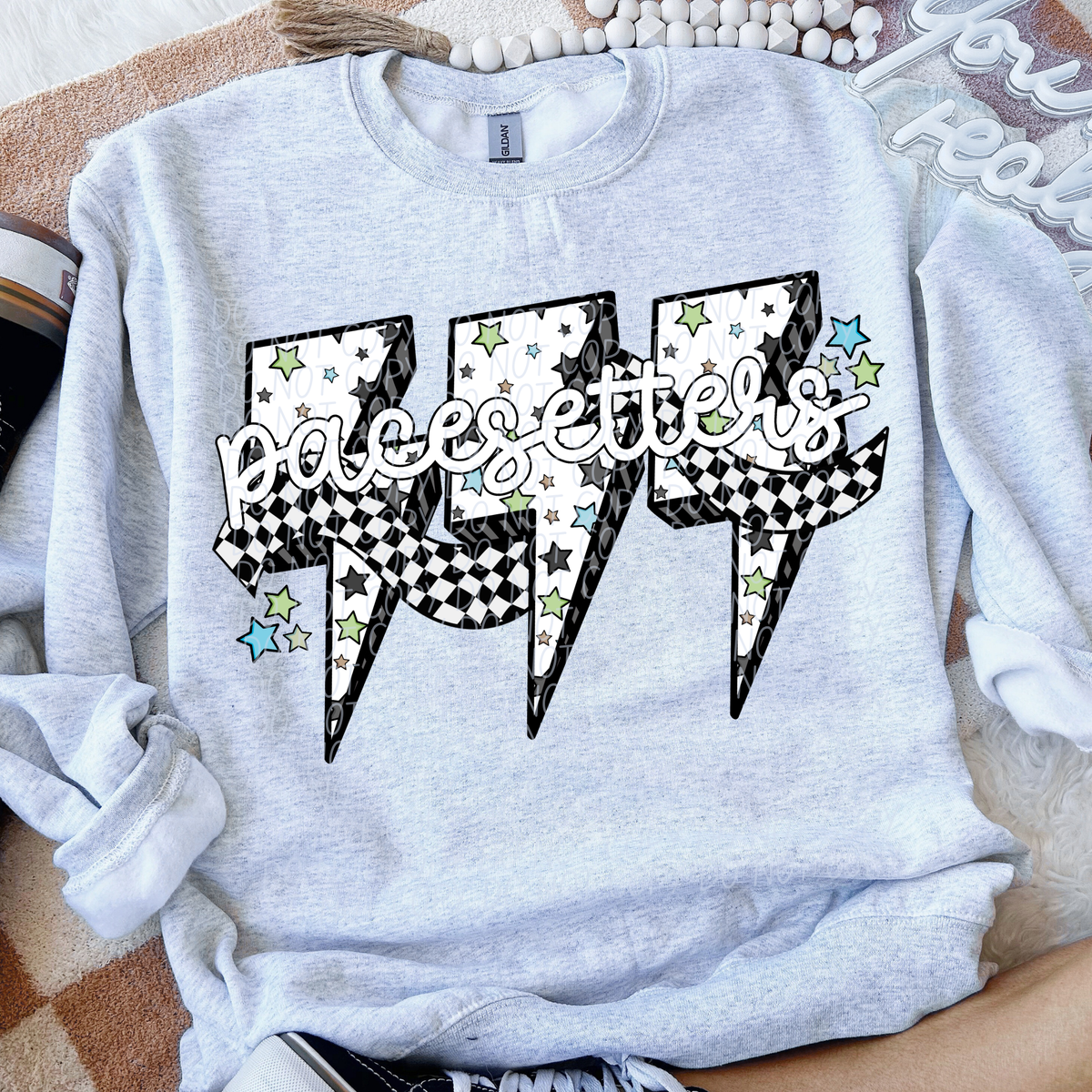 Pacesetters star checkered bolt (CITY) DTF transfer