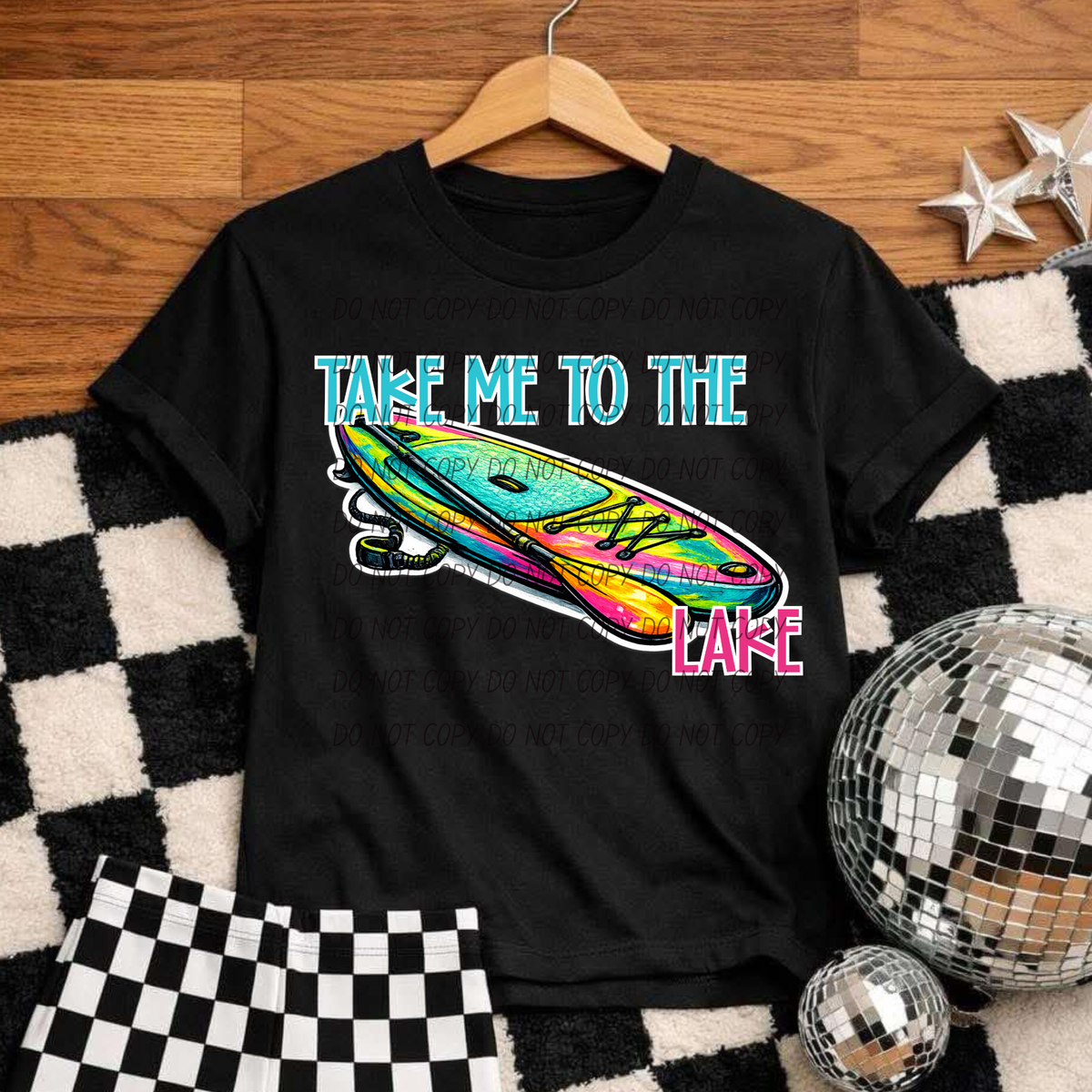 Take me to the lake BLUE and PINK words (City) DTF Transfer