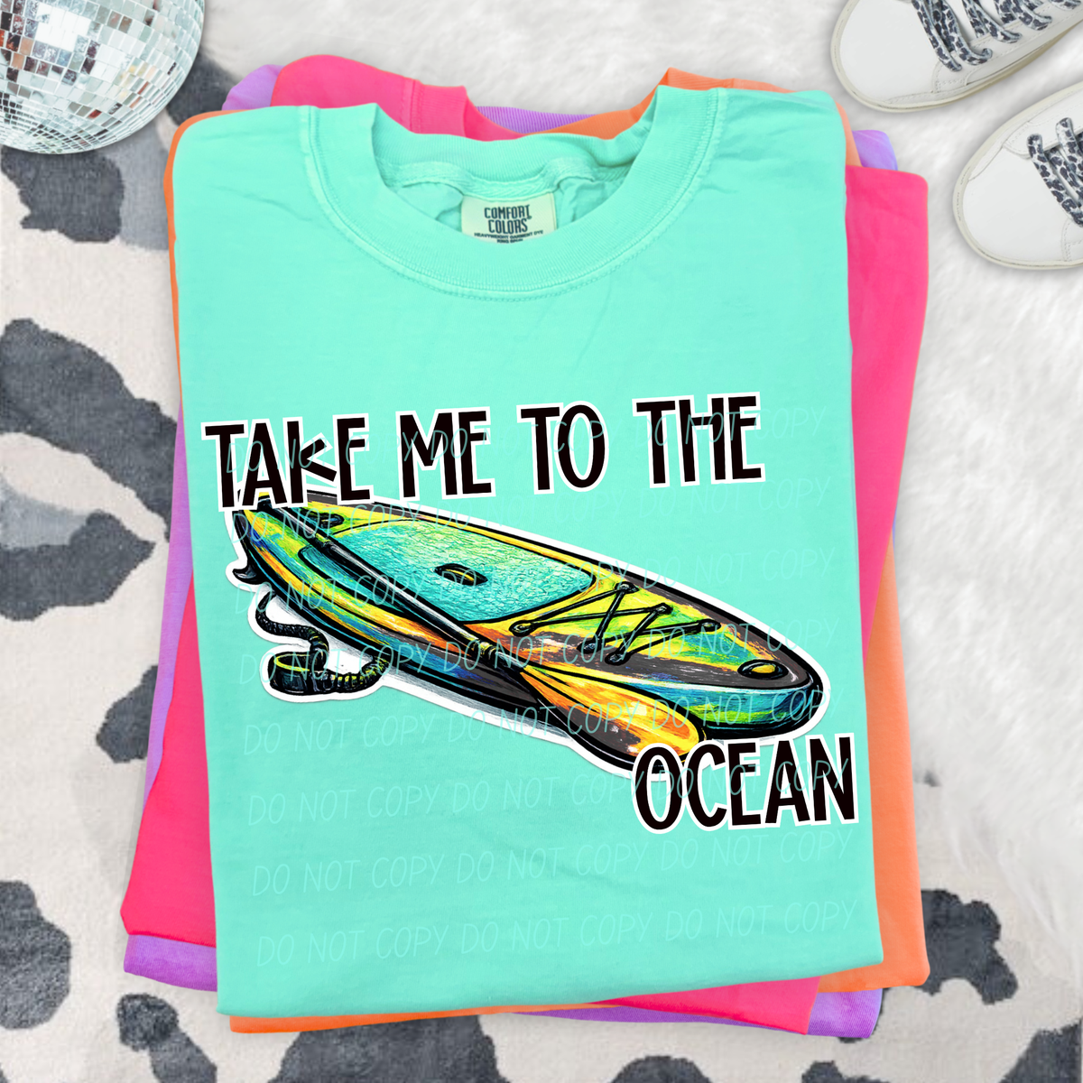 Take me to the ocean BLACK words (City) DTF Transfer