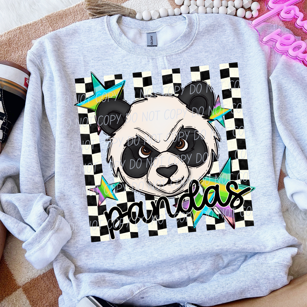 Pandas checker strips (City) DTF Transfer