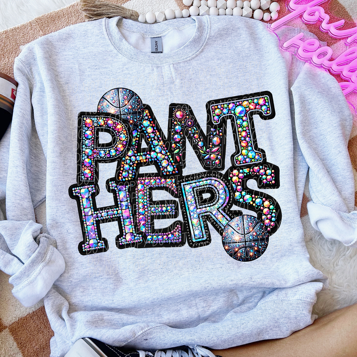 Panthers Basketball Rhinestone (CITY) 66640 DTF transfer