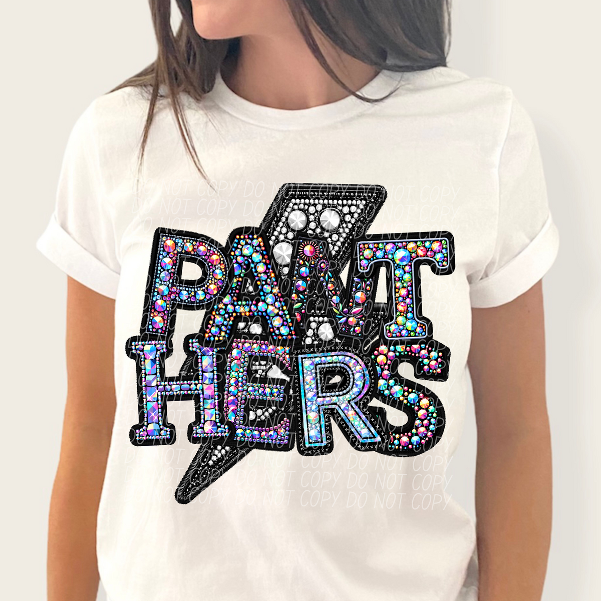 Panthers lightning bolt rhinestones (city) 45263 DTF transfers