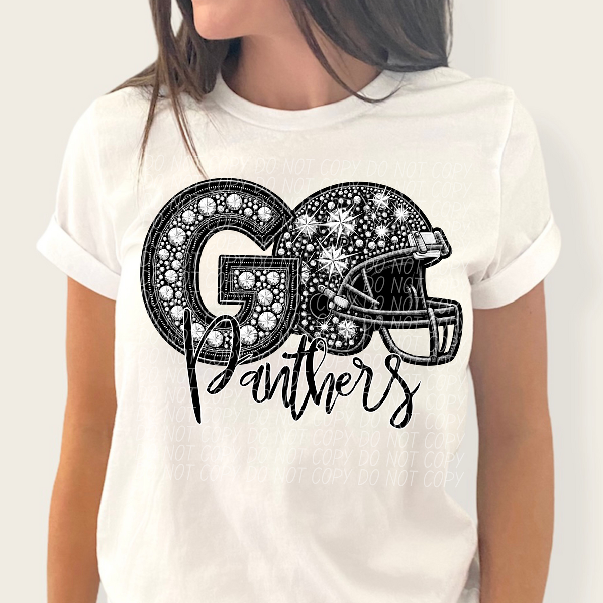 Go Panthers helmet and rhinestones CITY 45010 DTF transfer