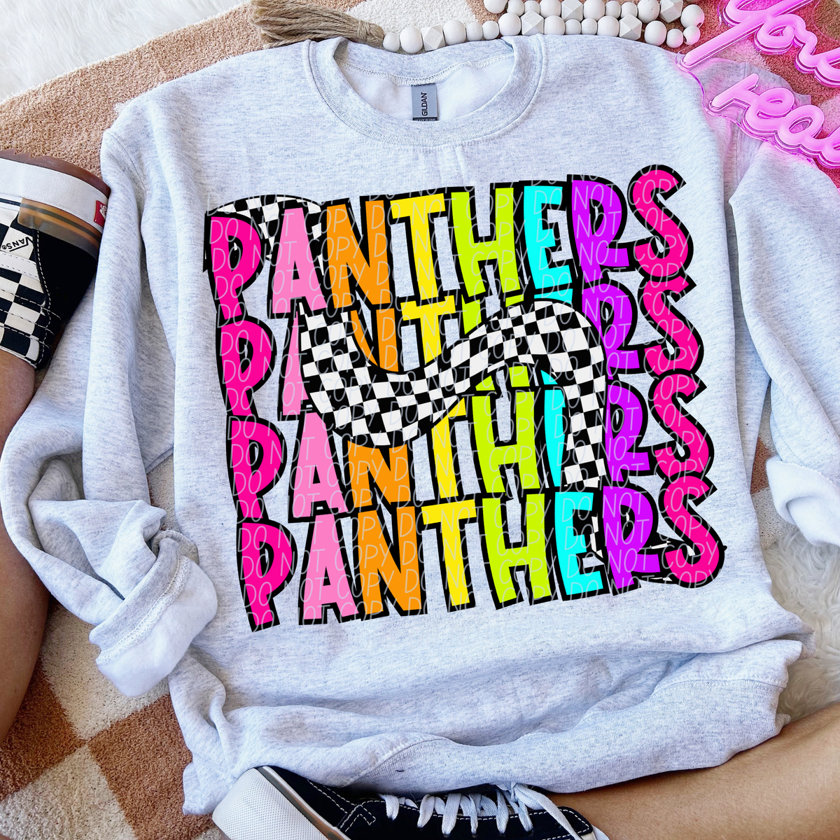 Panthers 80's Vibe Mascot STACKED (City) DTF transfer