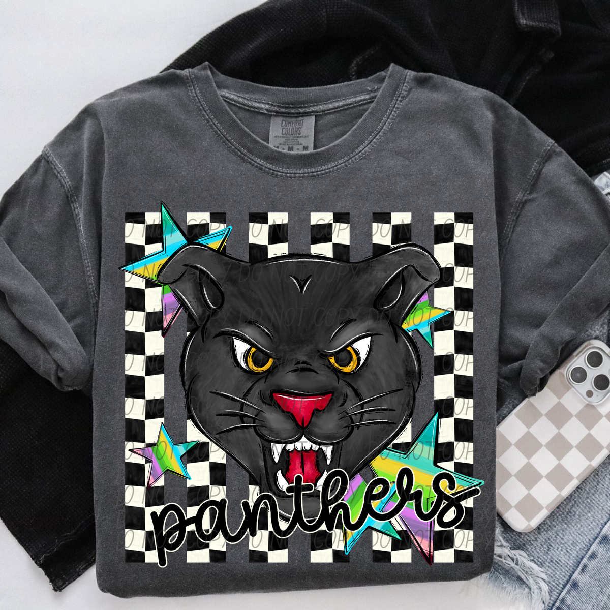 Panthers checker strips (City) DTF Transfer
