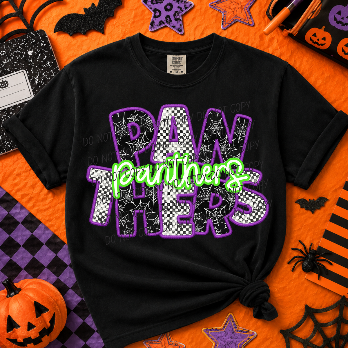 Panthers-Purple/Green Halloween Font (CITY) DTF Transfer