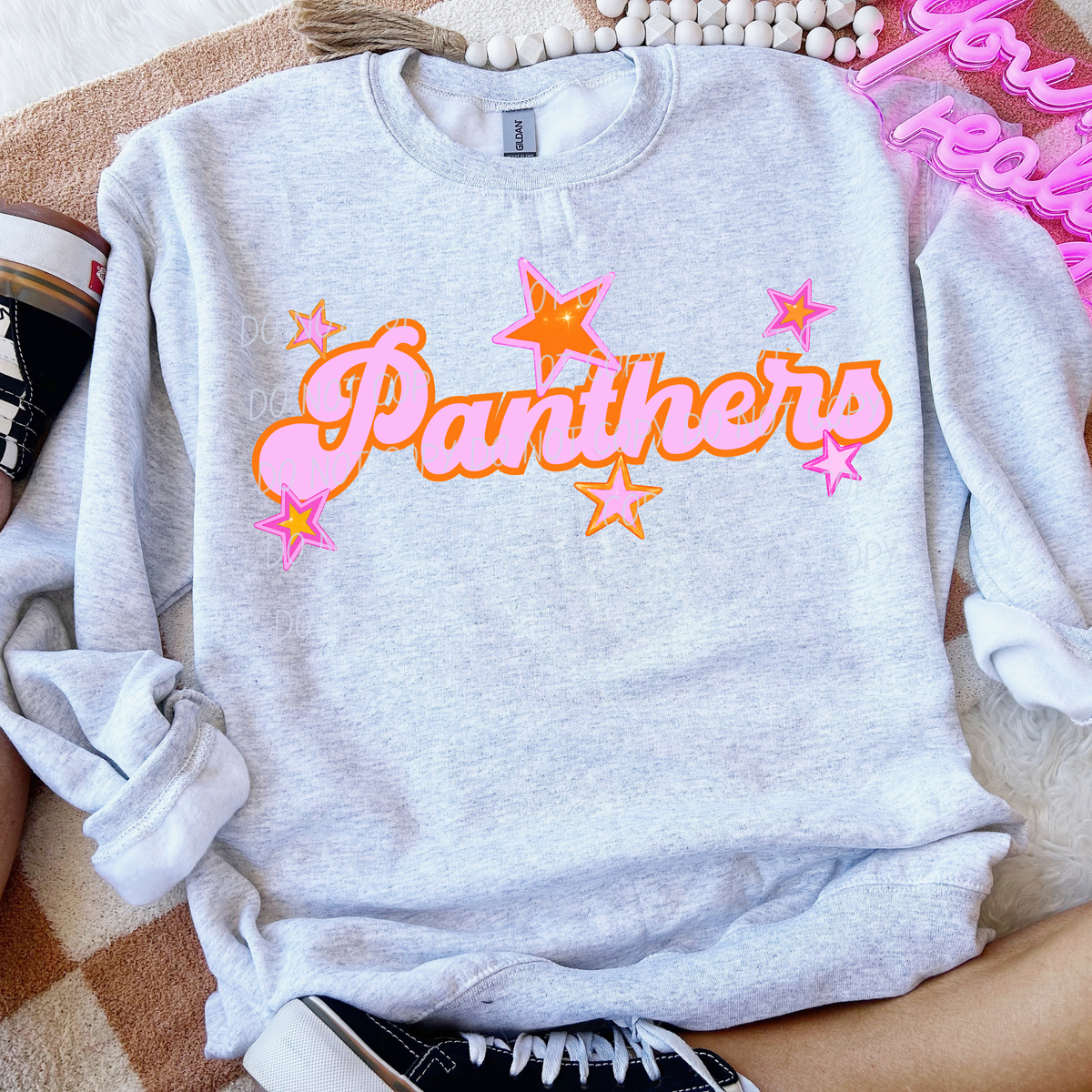 panthers pink orange stars (city) DTF transfer