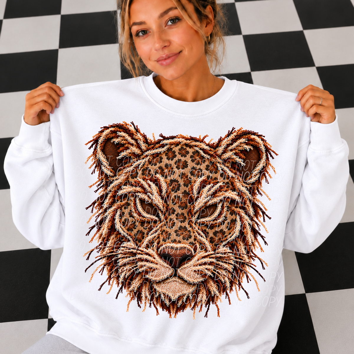 panthers leopard fringe mascot (city) DTF Transfer