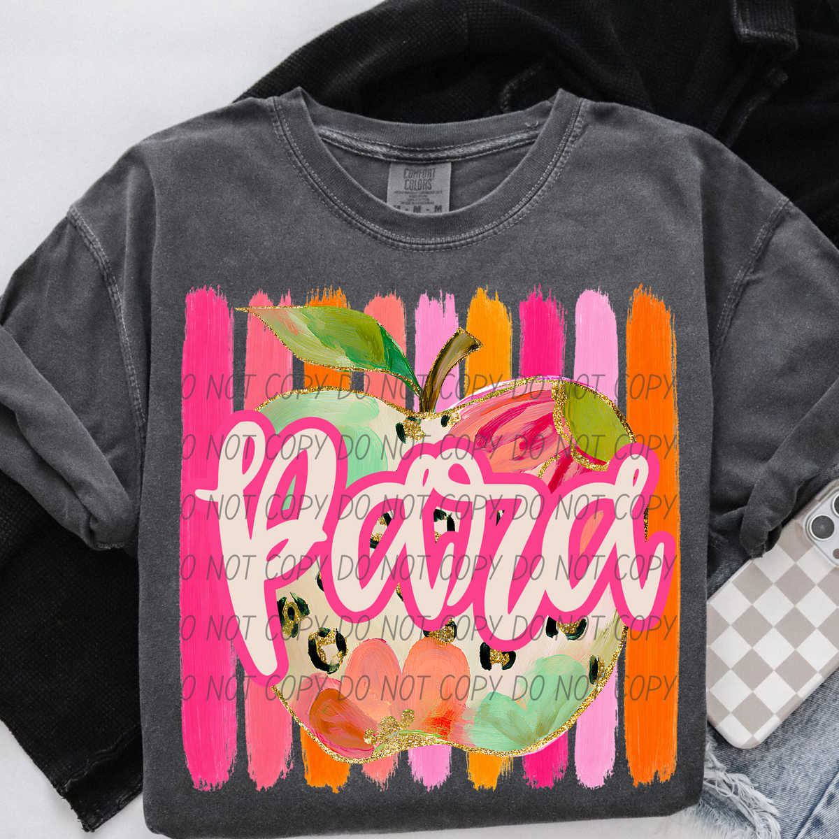 Para apple with stripes (City) DTF transfer)