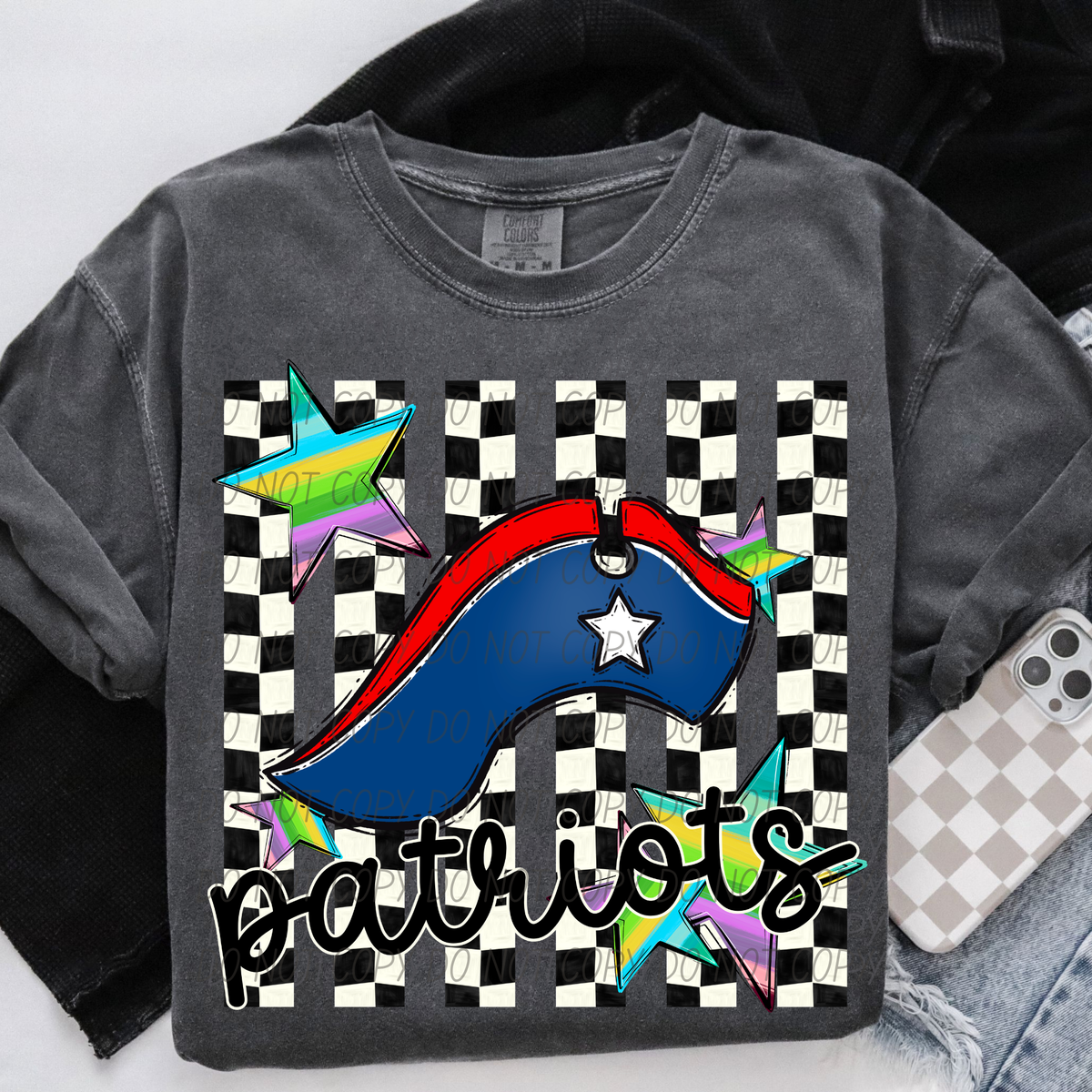 Patriots hat checker strips (City) DTF Transfer
