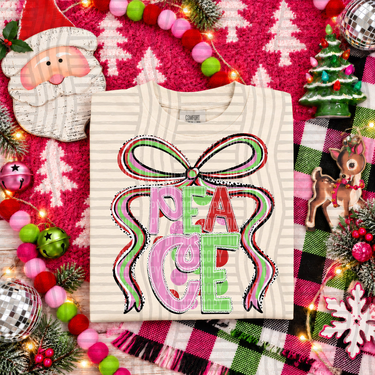 Peace-Christmas Bow (Caplinger) DTF Transfer