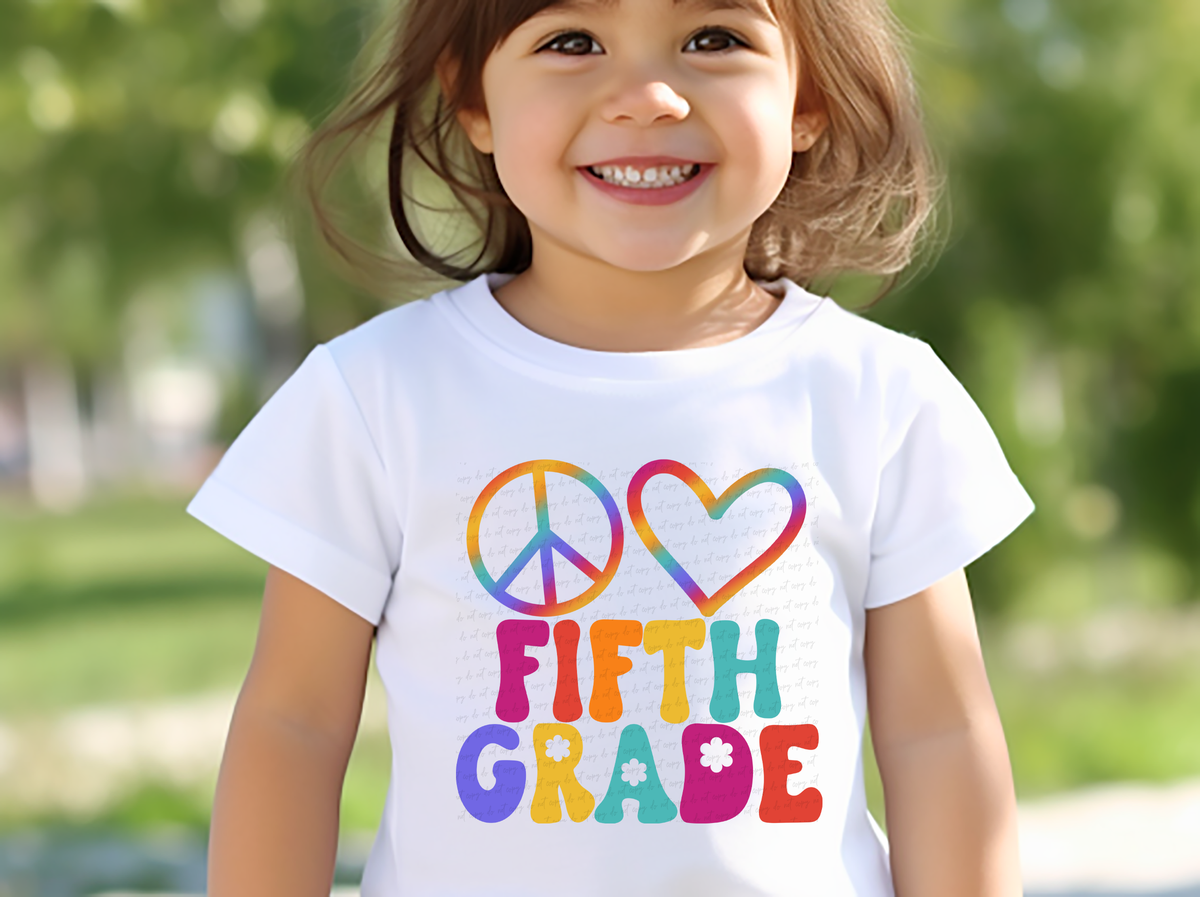 Peace Love Fifth Grade Neon Font 116643 DTF Transfer