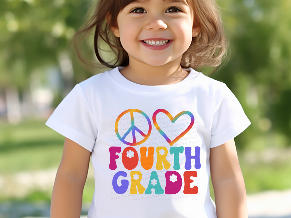 Peace Love Fourth Grade Neon Font 116645 DTF Transfer