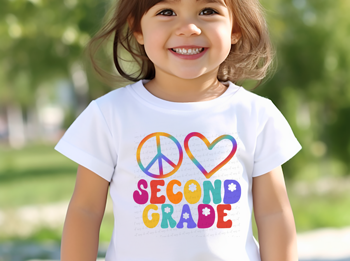 Peace Love Second Grade Neon Font 116648 DTF Transfer
