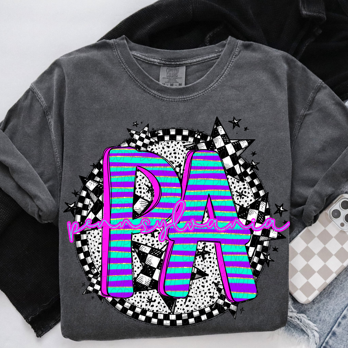 Dalmatian stripes circle states CITY DTF transfers