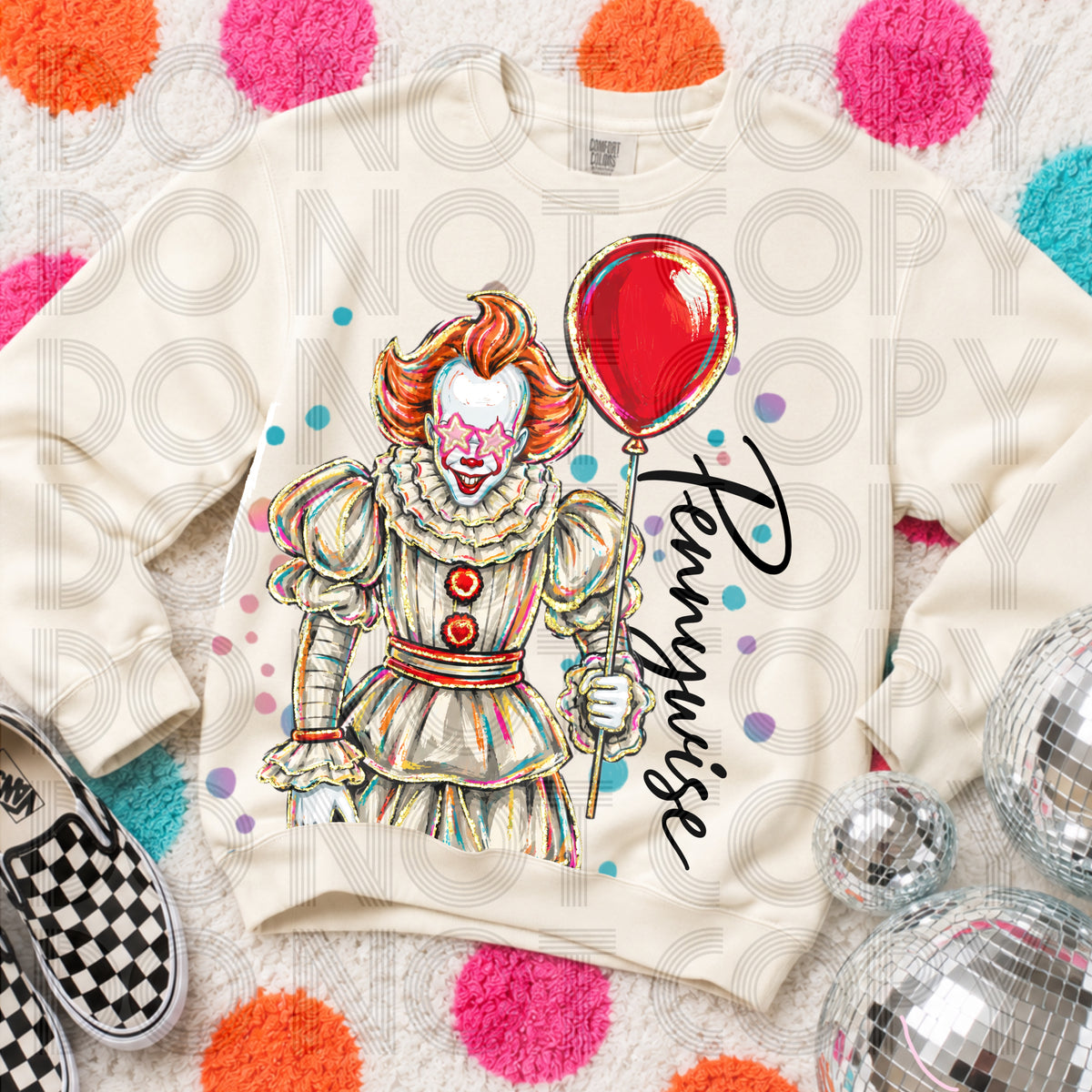 Penny clown colorful splatter (Renewed) DTF Transfer