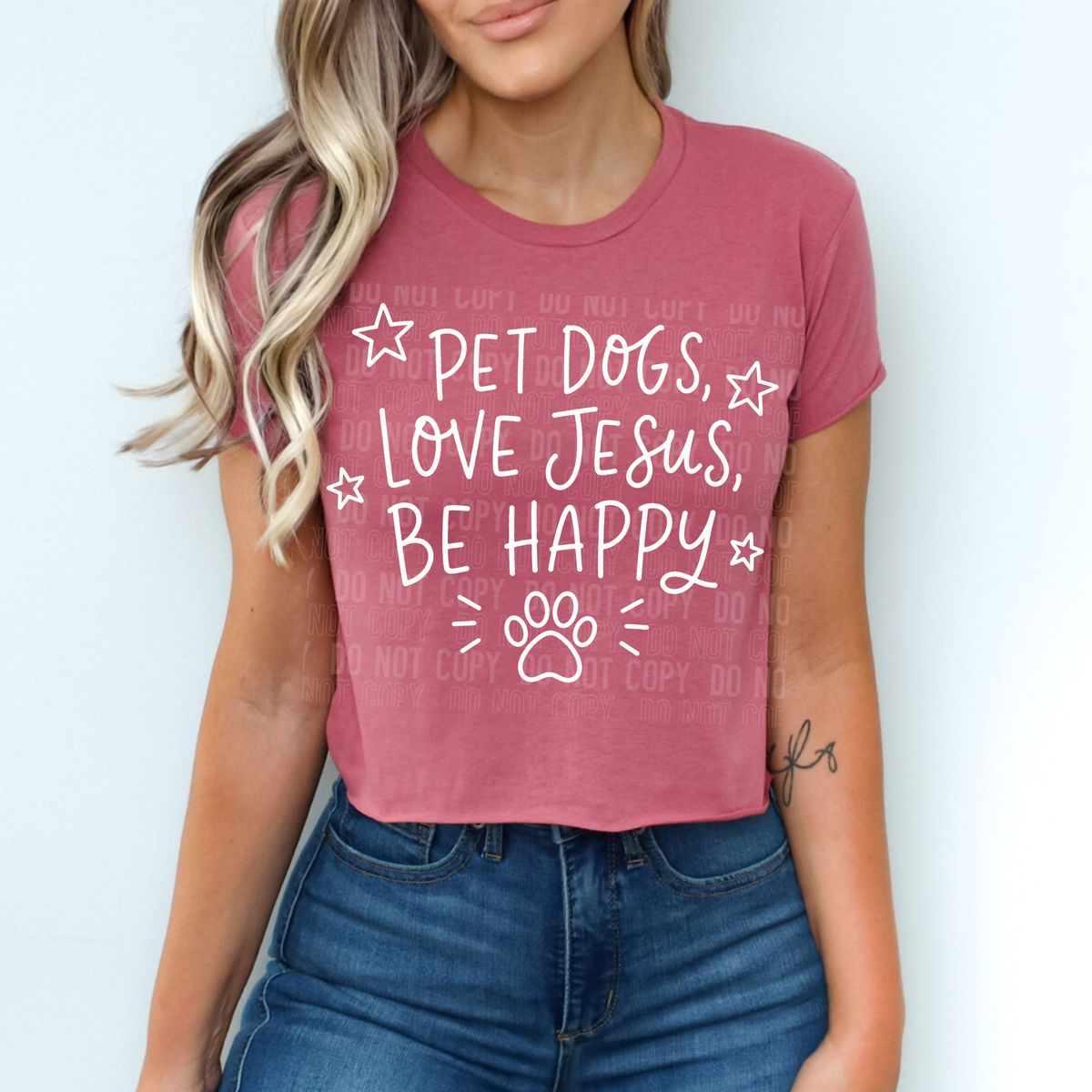 Pet dogs love Jesus be happy WHITE (SBB) DTF Transfer
