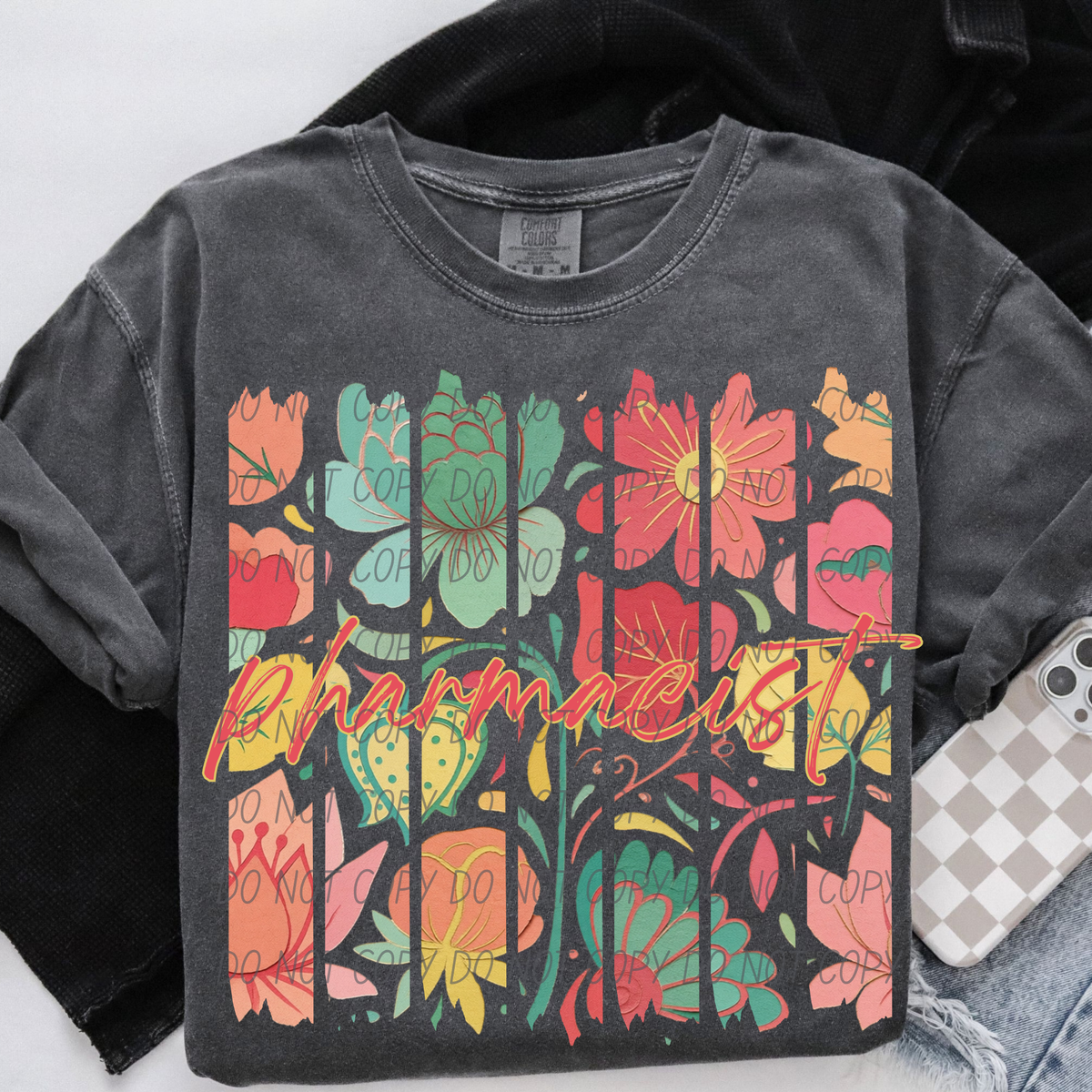 pharmacy boho floral (city) DTF transfer