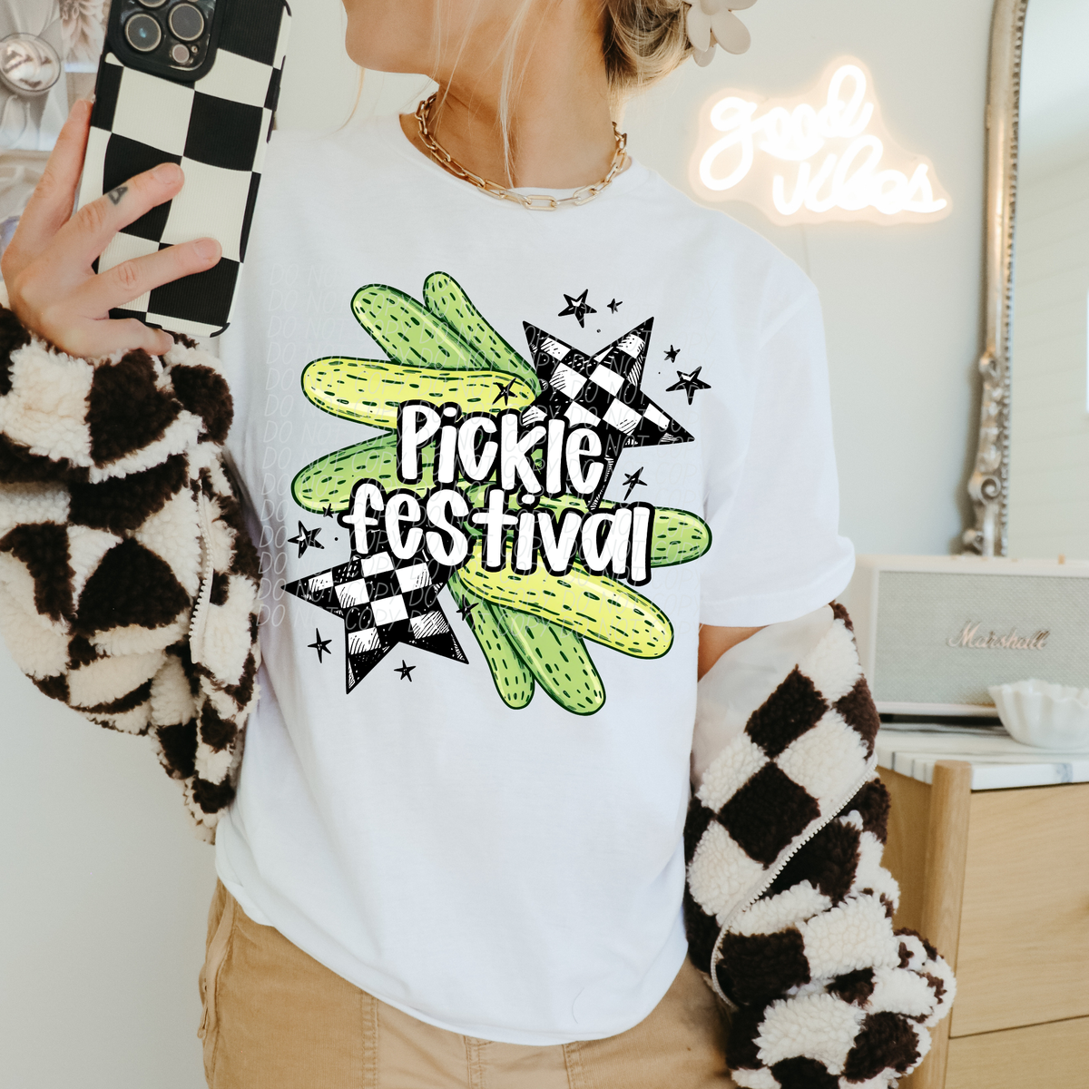 Pickle festival black and white stars (City) DTF Transfer