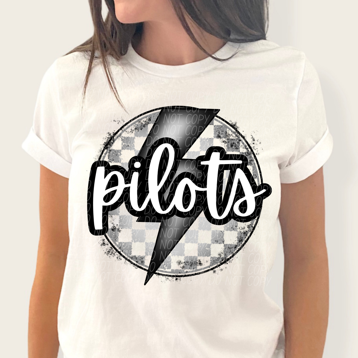 Pilots grey/silver lightning bolt circle CITY DTF transfer