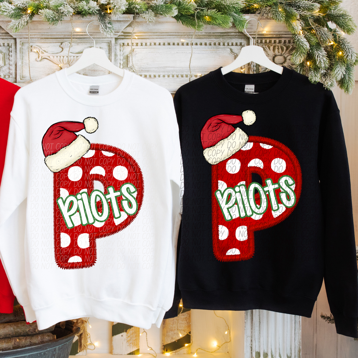 P Pilots Christmas Faux Embroidery (CITY) 66345 DTF transfer