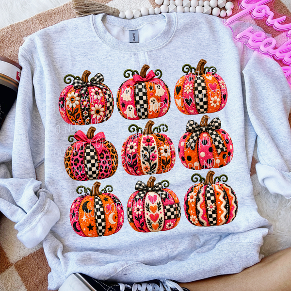 Pink patterned pumpkins (City) DTF Transfer
