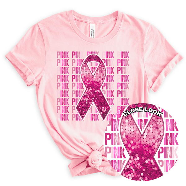 Pink repeat (sequin affect with ribbon) 10093 DTF TRANSFERS