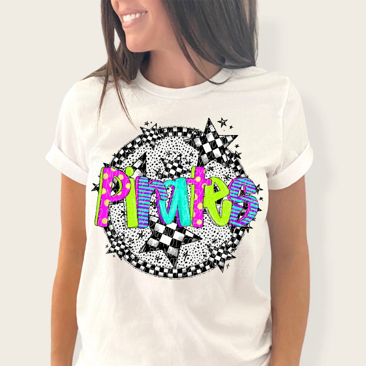 Pirates neon checkered CITY DTF transfers