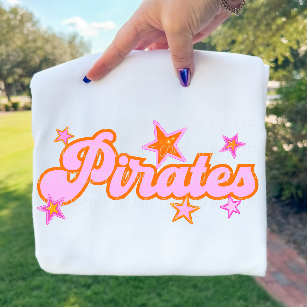 pirates pink orange stars (city) DTF transfer