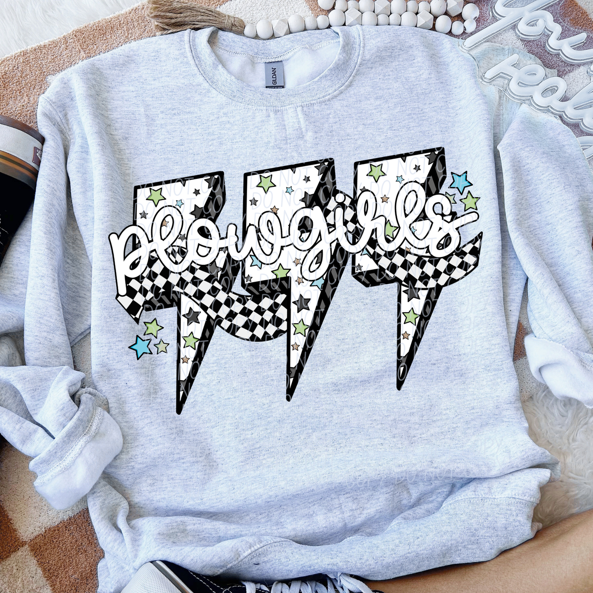 Plowgirls star checkered bolt (CITY) DTF transfer