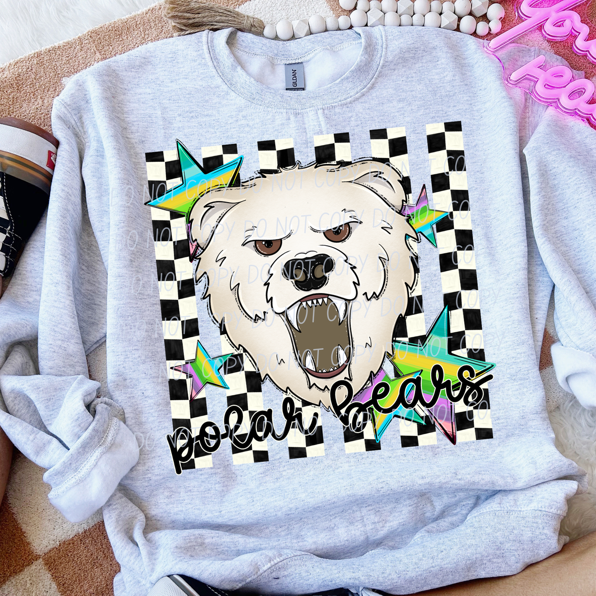 Polar bears checker strips (City) DTF Transfer