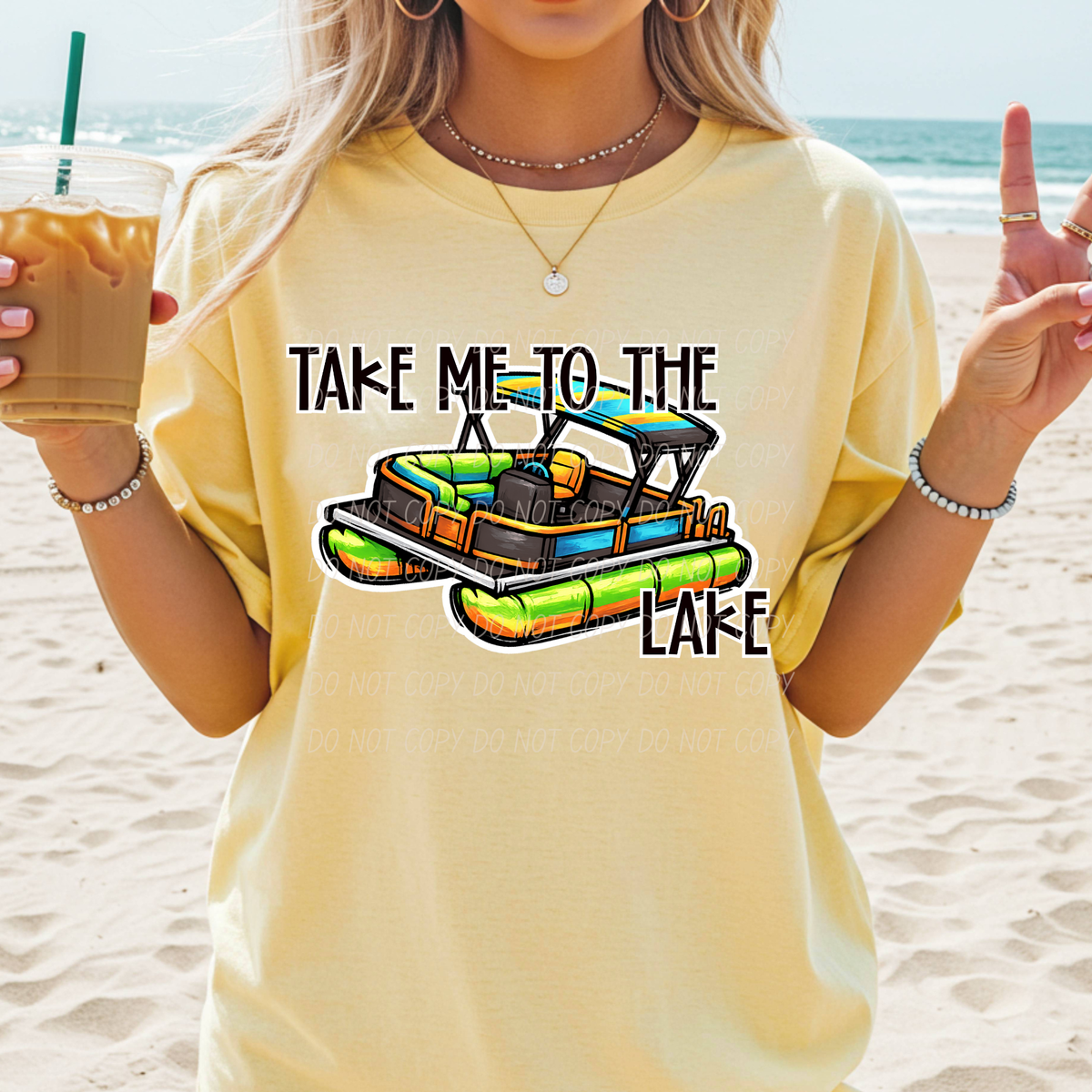 Take me to the lake ponton BLACK words (City) DTF Transfer