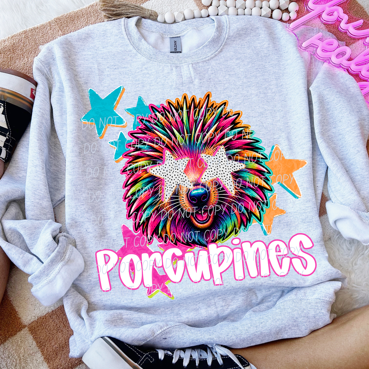 porcupines pop art with stars (CITY) DTF Transfer