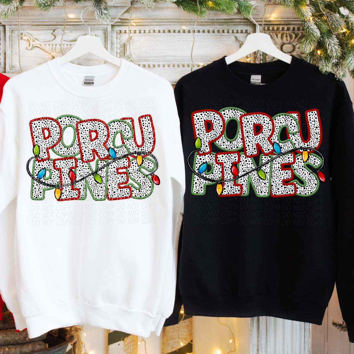 Porcupines Christmas Light Mascots (City) DTF Transfer