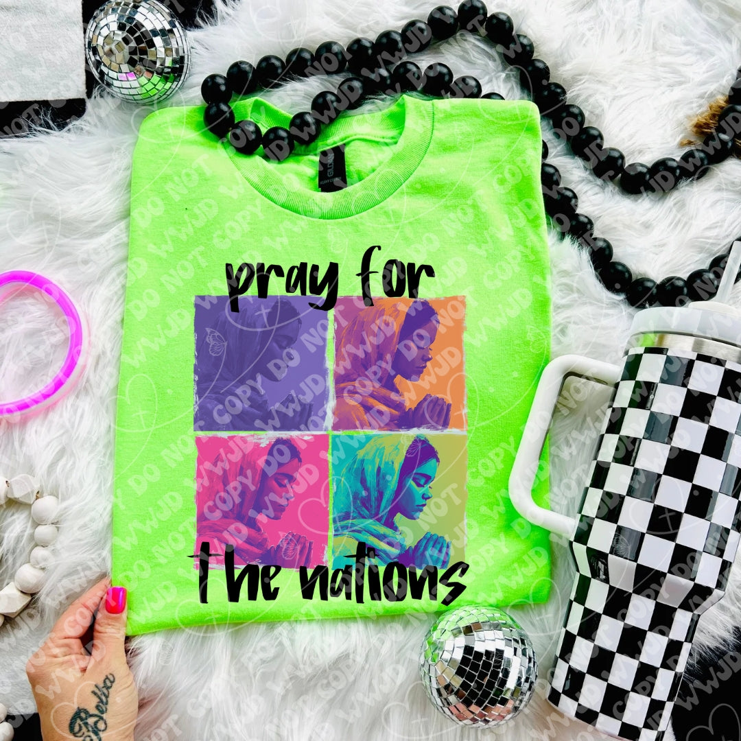 Pray for the nations black font (Vehement) 109587 DTF transfer