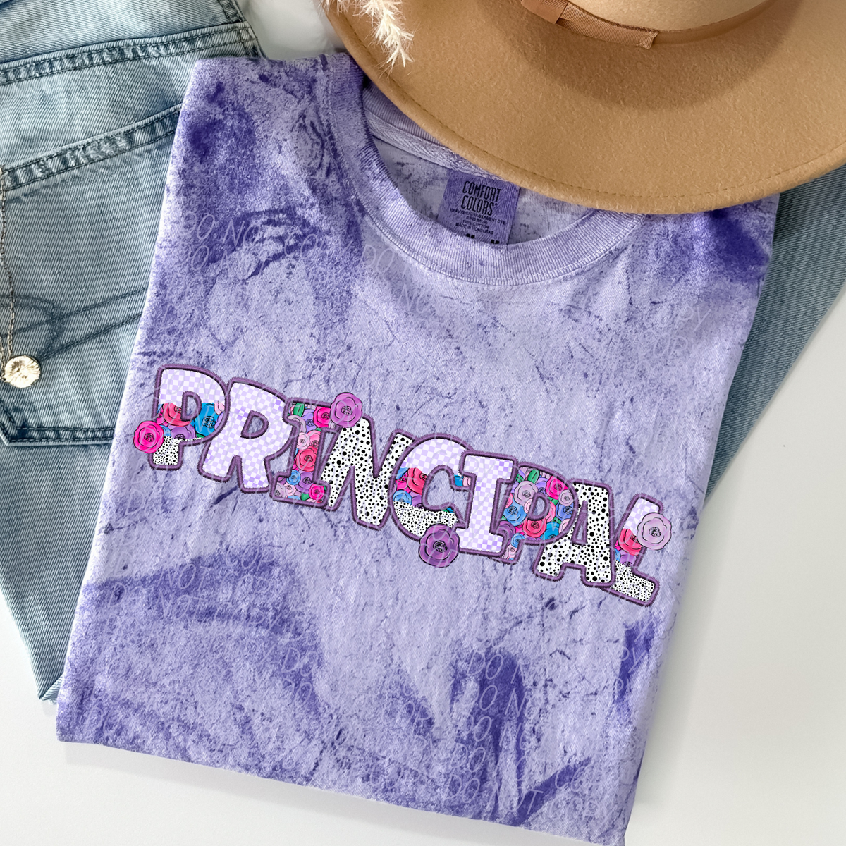 Principal Floral Purple Checkered (CITY) DTF transfer