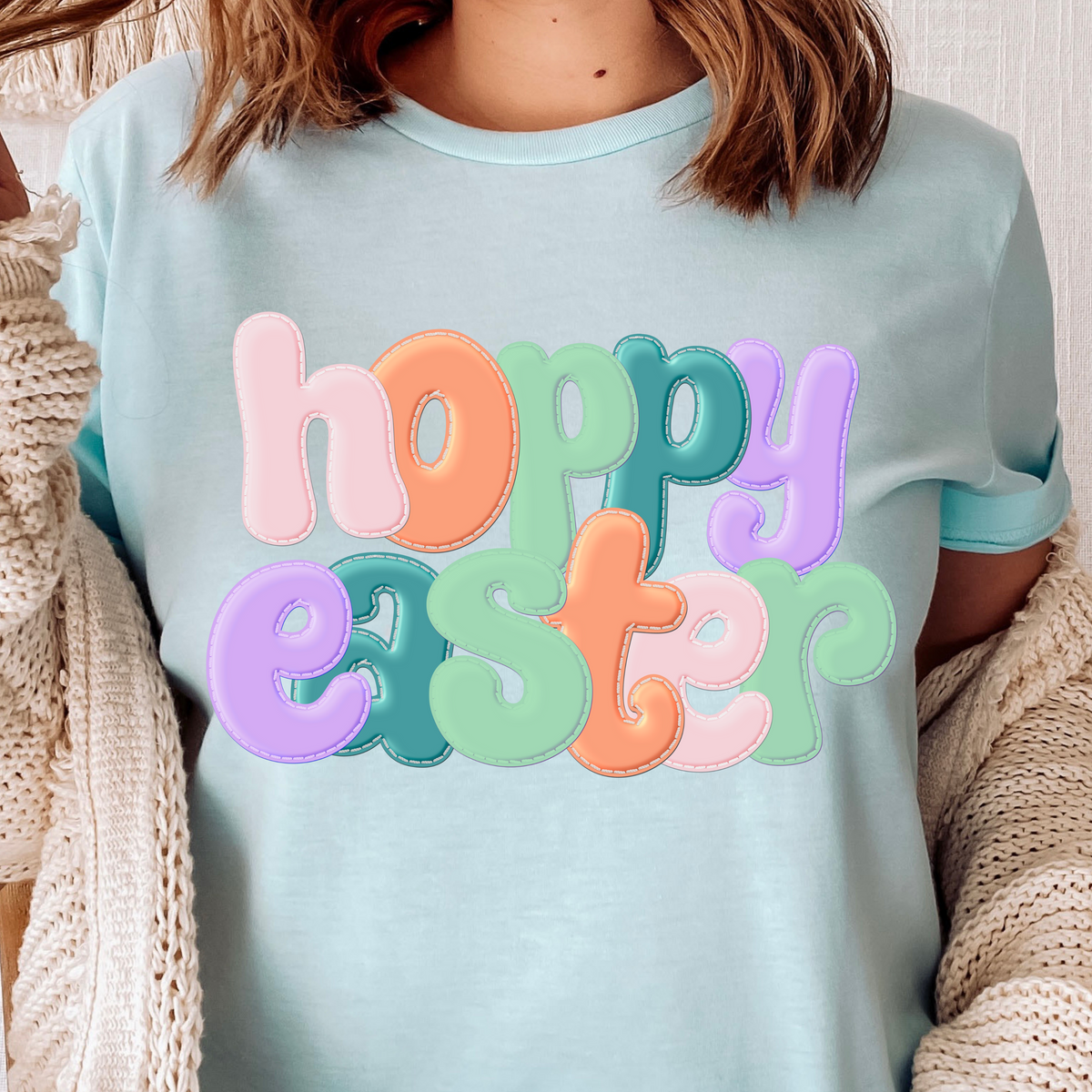 Hoppy easter colorful letters (CITY) 24288 DTF transfer