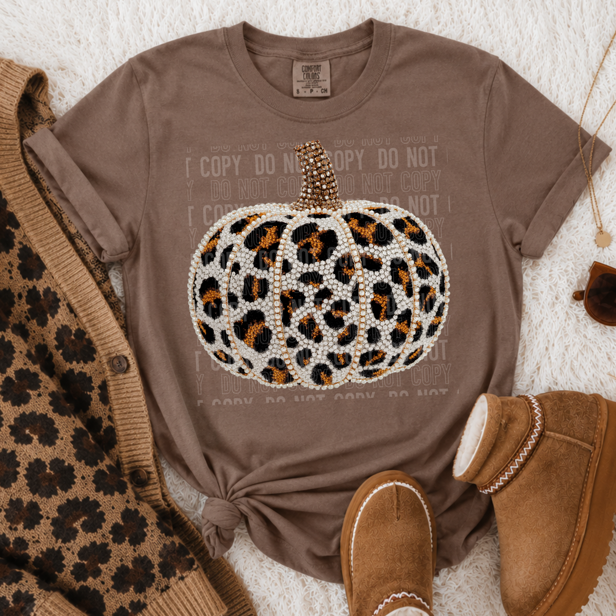 Leopard pumpkin faux diamonds (SBB) DTF Transfer
