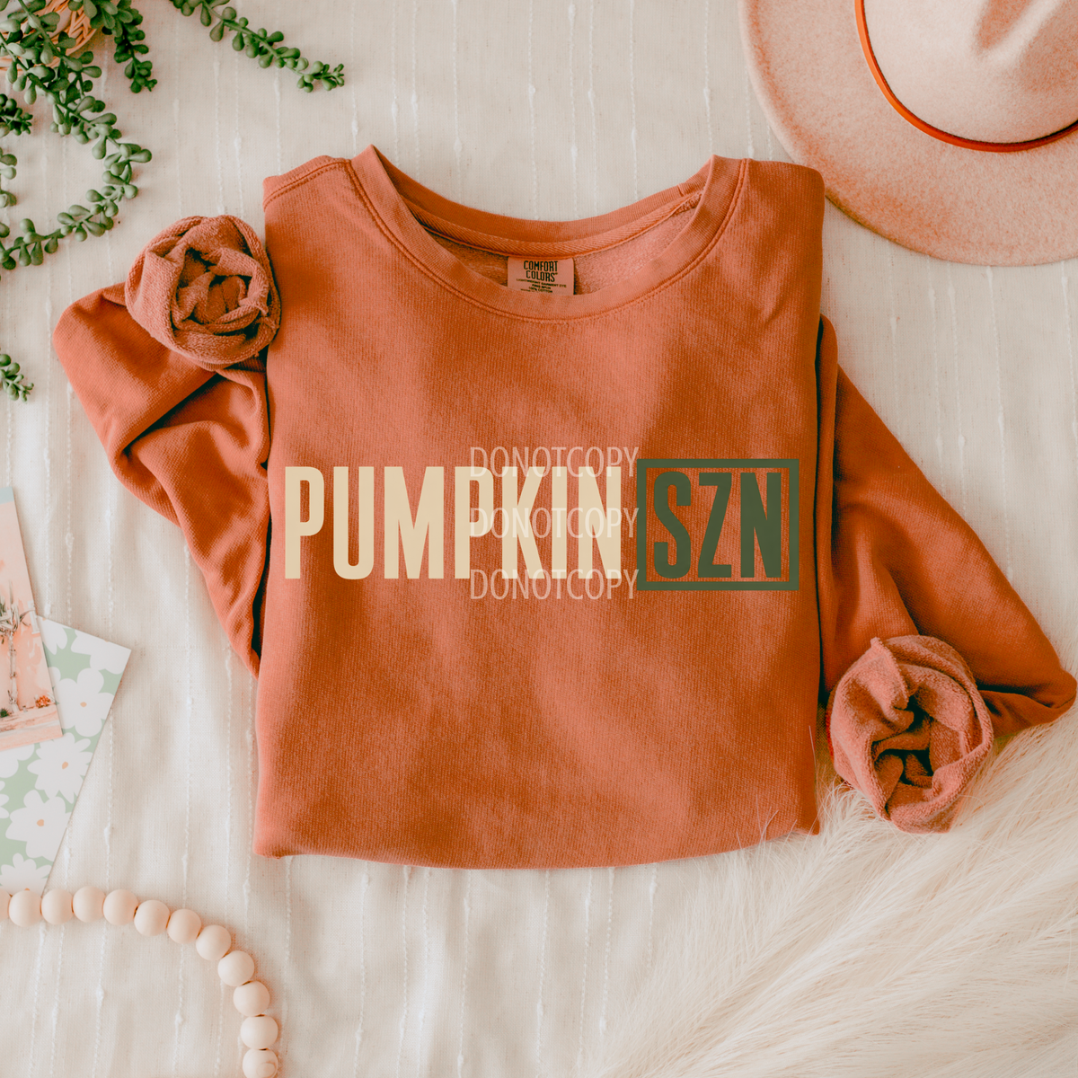 Pumpkin SZN cream and green (CSG) DTF Transfer