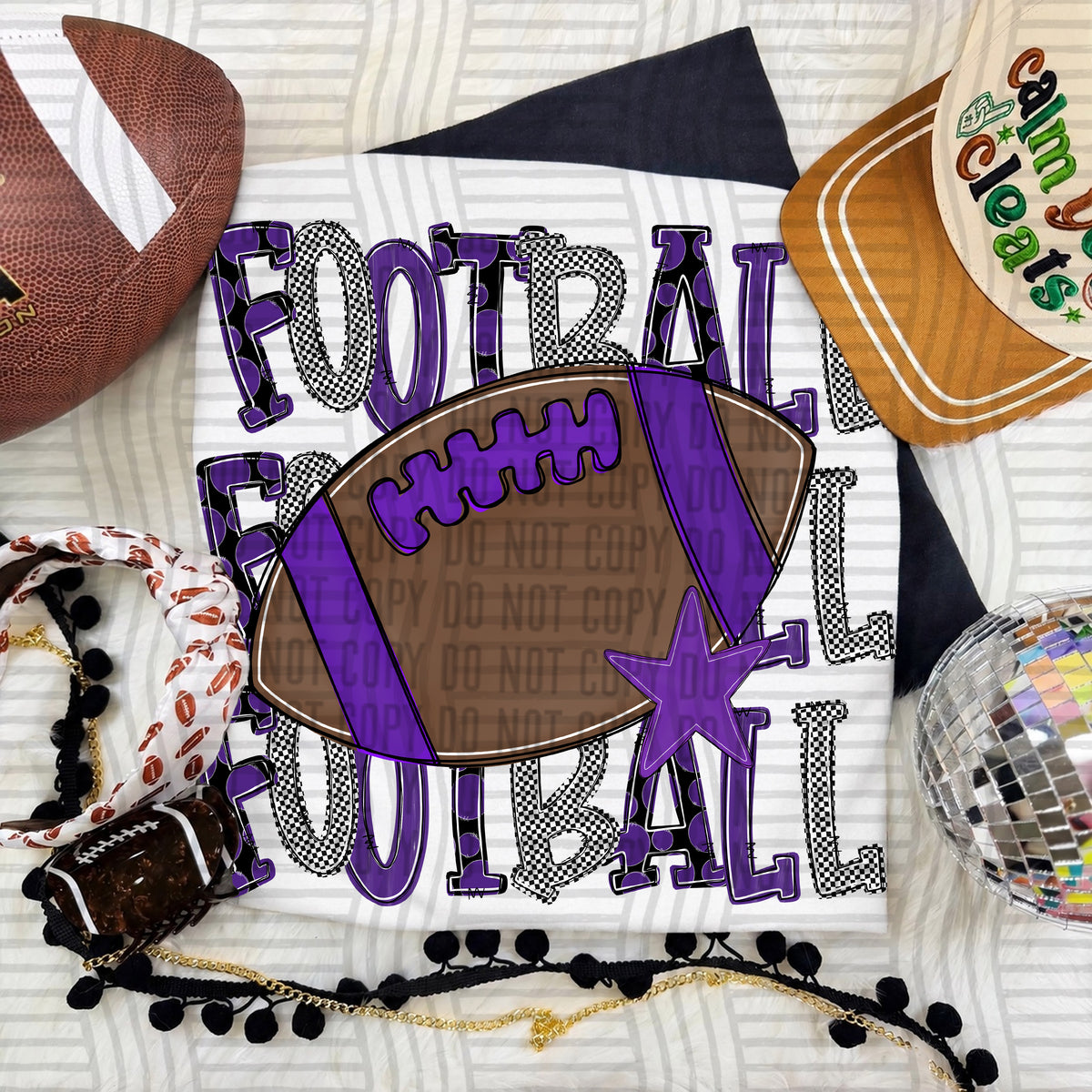 Purple-Football Tri Stacked (Caplinger) DTF Transfer